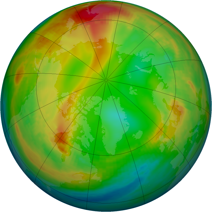 Arctic ozone map for 15 January 1984